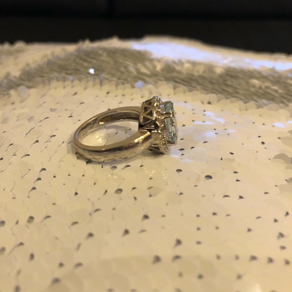3.4 Carats Aquamarine Diamond White Gold Ring - Picture 4 of 8